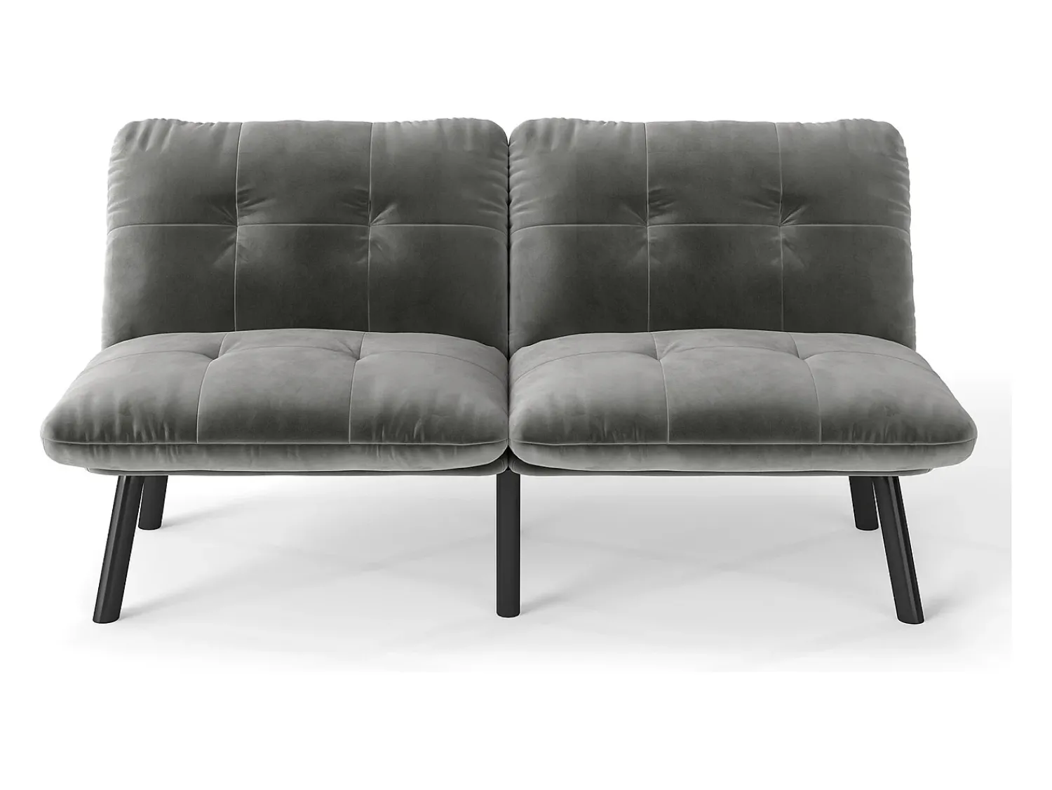 Discount Sofá de 2 lugares - Sofá reto com encosto rebatível e pernas em metal - veludo Cinzento