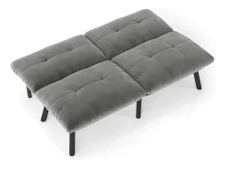 Discount Sofá de 2 lugares - Sofá reto com encosto rebatível e pernas em metal - veludo Cinzento