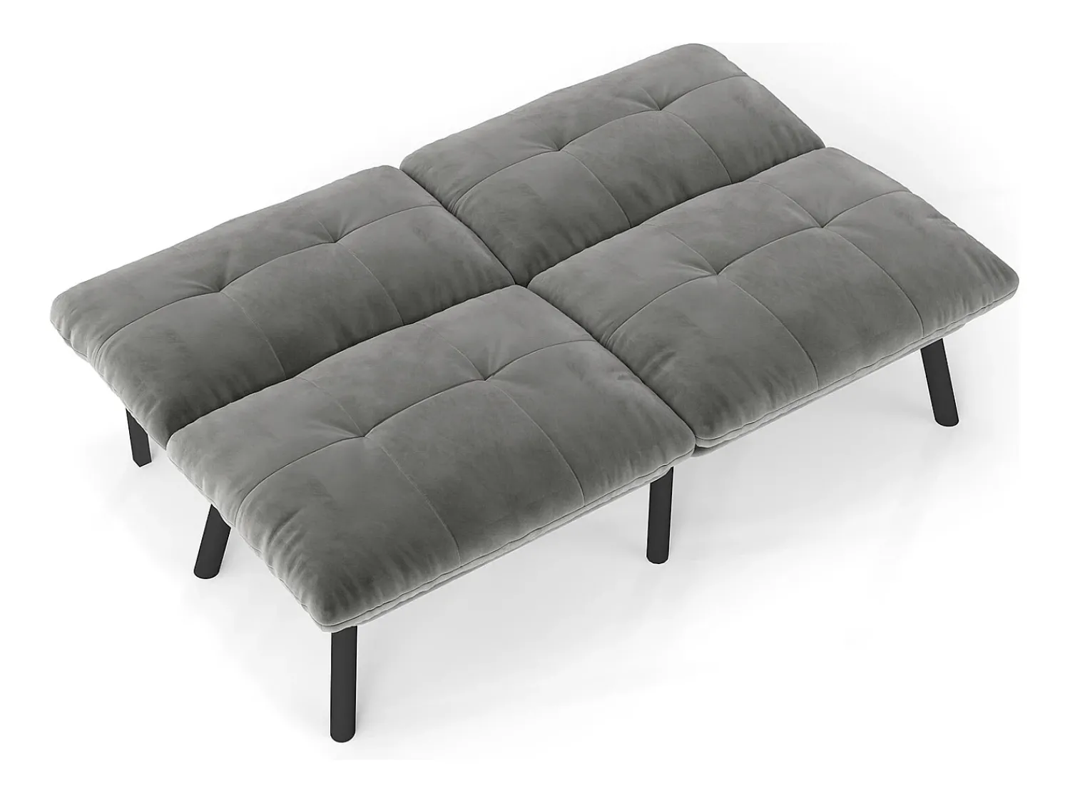Discount Sofá de 2 lugares - Sofá reto com encosto rebatível e pernas em metal - veludo Cinzento