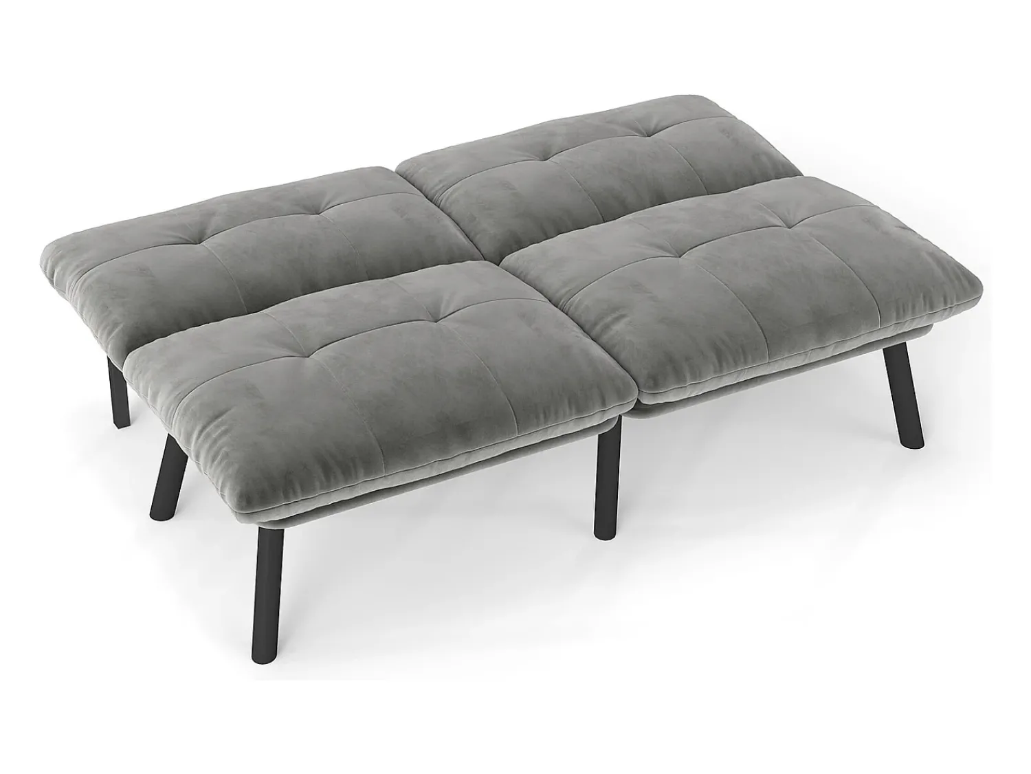 Discount Sofá de 2 lugares - Sofá reto com encosto rebatível e pernas em metal - veludo Cinzento