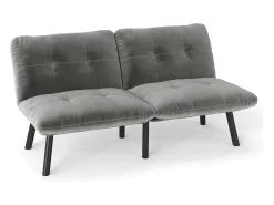 Discount Sofá de 2 lugares - Sofá reto com encosto rebatível e pernas em metal - veludo Cinzento