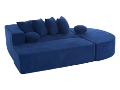 Sofá* Sofá de 5 lugares – Sofá segmentado com 6 almofadas e apoios de braços – chenille Azul