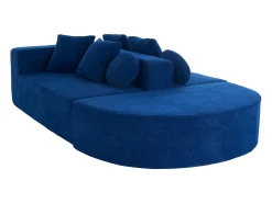 Sofá* Sofá de 5 lugares – Sofá segmentado com 6 almofadas e apoios de braços – chenille Azul