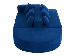 Sofá* Sofá de 5 lugares – Sofá segmentado com 6 almofadas e apoios de braços – chenille Azul