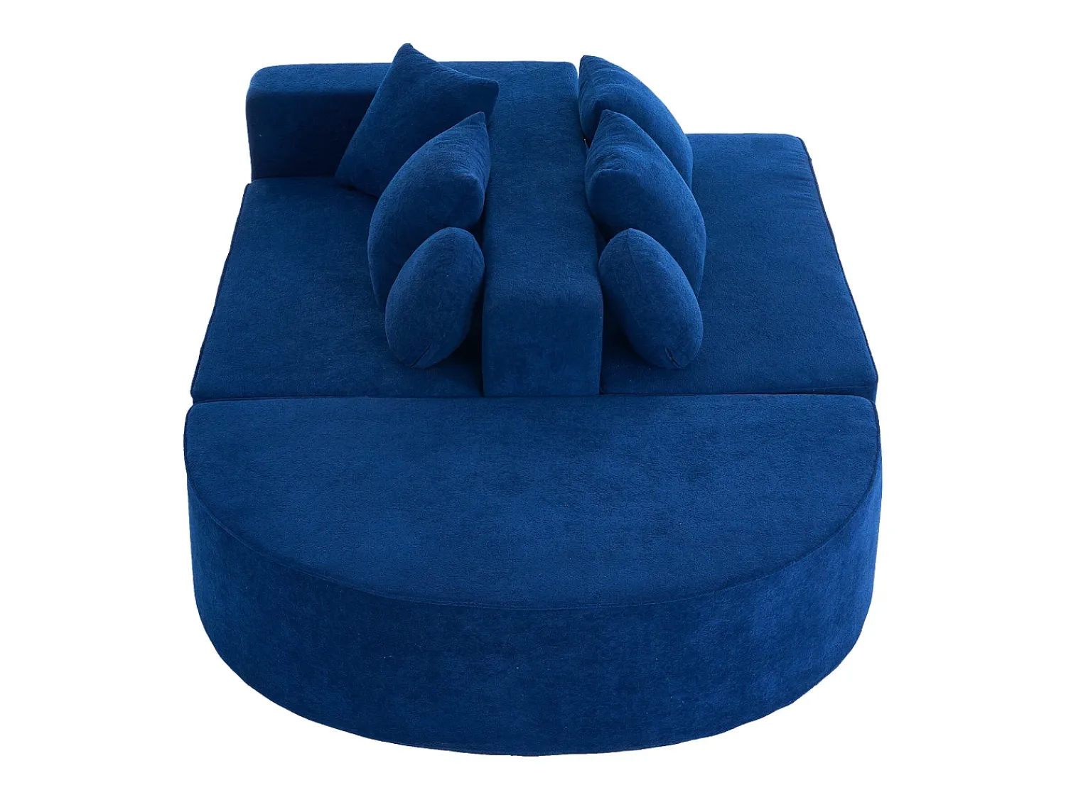 Sofá* Sofá de 5 lugares – Sofá segmentado com 6 almofadas e apoios de braços – chenille Azul