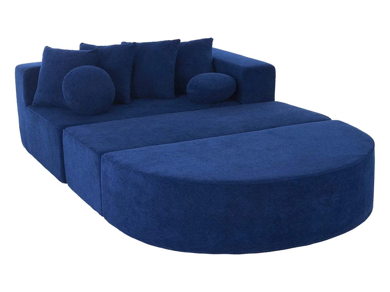 Sofá* Sofá de 5 lugares – Sofá segmentado com 6 almofadas e apoios de braços – chenille Azul