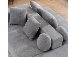 Sofá| Sofá de 5 lugares – Sofá segmentado com 6 almofadas e apoios de braços – chenille Cinzento