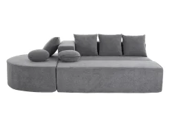 Sofá| Sofá de 5 lugares – Sofá segmentado com 6 almofadas e apoios de braços – chenille Cinzento