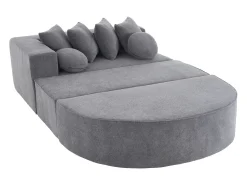 Sofá| Sofá de 5 lugares – Sofá segmentado com 6 almofadas e apoios de braços – chenille Cinzento