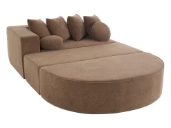 Discount Sofá de 5 lugares – Sofá segmentado com 6 almofadas e apoios de braços – chenille Castanho