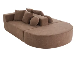 Discount Sofá de 5 lugares – Sofá segmentado com 6 almofadas e apoios de braços – chenille Castanho