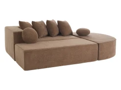Discount Sofá de 5 lugares – Sofá segmentado com 6 almofadas e apoios de braços – chenille Castanho