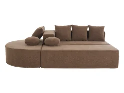 Discount Sofá de 5 lugares – Sofá segmentado com 6 almofadas e apoios de braços – chenille Castanho
