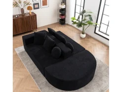 Online Sofá de 5 lugares – Sofá segmentado com 6 almofadas e apoios de braços – chenille Preto
