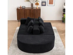 Online Sofá de 5 lugares – Sofá segmentado com 6 almofadas e apoios de braços – chenille Preto