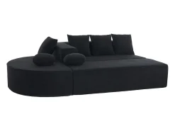 Online Sofá de 5 lugares – Sofá segmentado com 6 almofadas e apoios de braços – chenille Preto