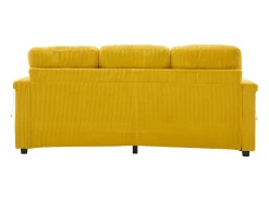 Sofá* Sofá de 4 lugares - Sofá de canto com iluminação LED e apoio para os pés com compartimento - suporte para copos e bolsos laterais - bombazine Amarelo