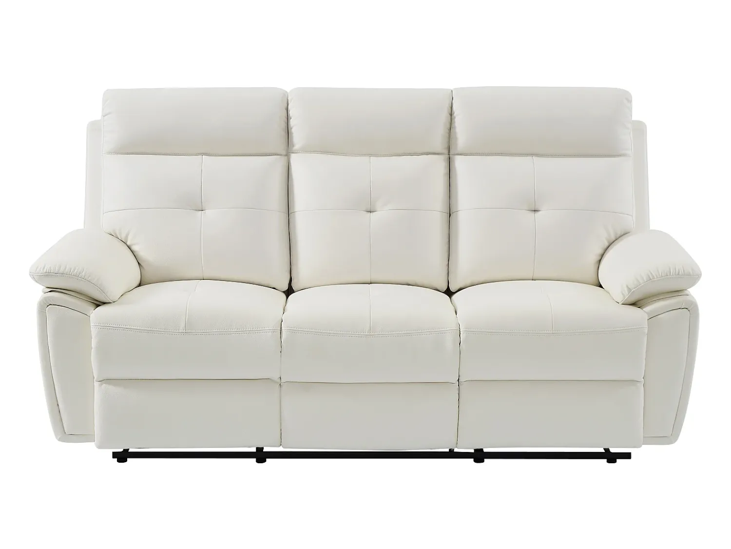 Sofá|Vente-unique Sofá de 3 lugares articulado em pele branca estilo contemporâneo VINETA Branco