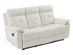Sofá|Vente-unique Sofá de 3 lugares articulado em pele branca estilo contemporâneo VINETA Branco