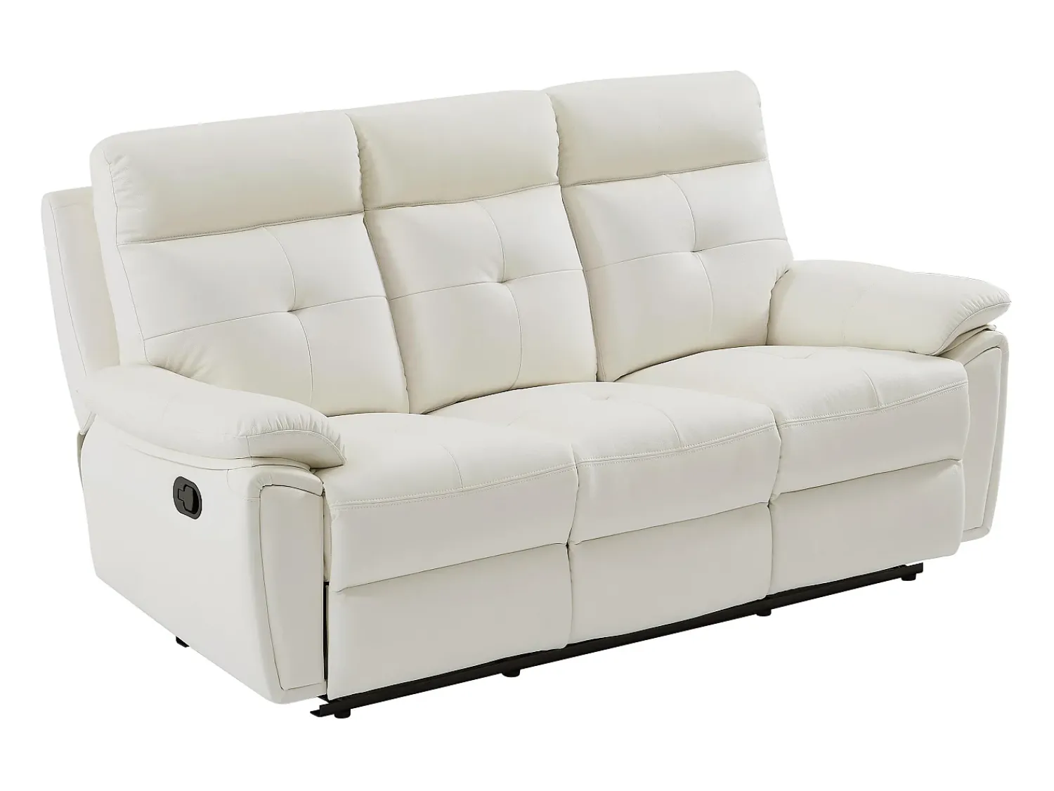 Sofá|Vente-unique Sofá de 3 lugares articulado em pele branca estilo contemporâneo VINETA Branco