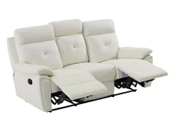 Sofá|Vente-unique Sofá de 3 lugares articulado em pele branca estilo contemporâneo VINETA Branco