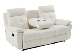 Sofá|Vente-unique Sofá de 3 lugares articulado em pele branca estilo contemporâneo VINETA Branco