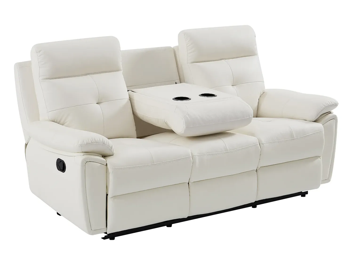 Sofá|Vente-unique Sofá de 3 lugares articulado em pele branca estilo contemporâneo VINETA Branco