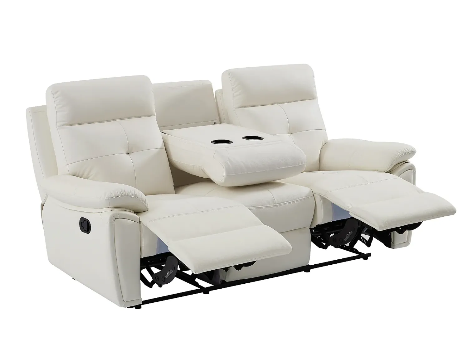 Sofá|Vente-unique Sofá de 3 lugares articulado em pele branca estilo contemporâneo VINETA Branco