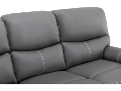 Sale Vente-unique Sofá de 3 lugares articulado manual em pele sintética cinza CANBY Cinzento