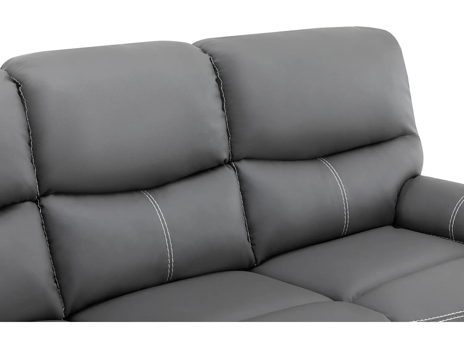 Sale Vente-unique Sofá de 3 lugares articulado manual em pele sintética cinza CANBY Cinzento