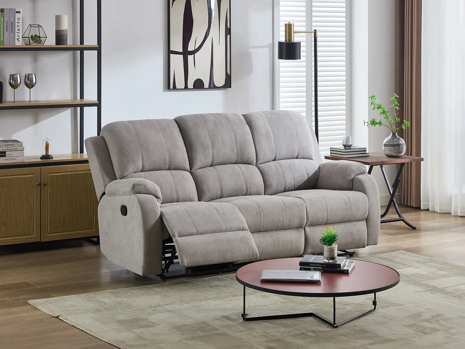 Sale Vente-unique Sofá de 3 lugares articulado microfibra cinza-claro BRODY Cinzento claro