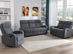 Best Vente-unique Sofá de 3 lugares articulado em tecido cinza estilo contemporâneo - EVELYN Cinzento
