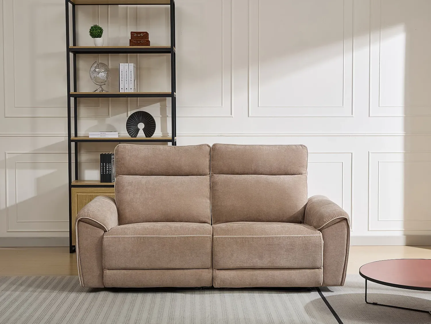 Outlet Vente-unique Sofá de 3 lugares articulado elétrico em tecido DJARALO Taupe