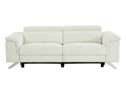 Hot Vente-unique Sofá de 3 lugares articulado elétrico em pele de vaca com apoios de cabeça BREYT II Branco
