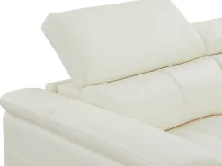 Hot Vente-unique Sofá de 3 lugares articulado elétrico em pele de vaca com apoios de cabeça BREYT II Branco