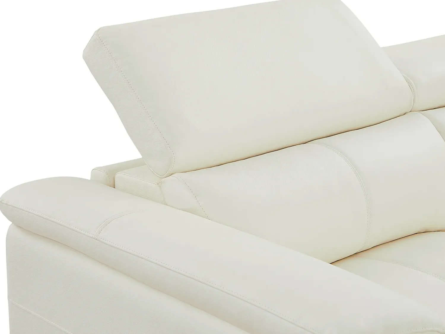 Hot Vente-unique Sofá de 3 lugares articulado elétrico em pele de vaca com apoios de cabeça BREYT II Branco
