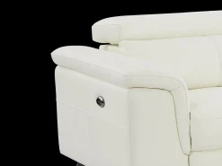 Hot Vente-unique Sofá de 3 lugares articulado elétrico em pele de vaca com apoios de cabeça BREYT II Branco