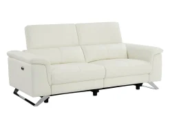 Hot Vente-unique Sofá de 3 lugares articulado elétrico em pele de vaca com apoios de cabeça BREYT II Branco