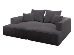New Vente-unique Sofá de 3 lugares assento profundo em veludo canelado grosso antracite design PINETA Cinza antracite
