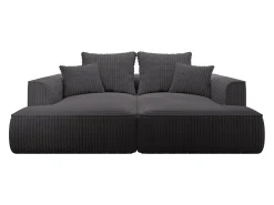New Vente-unique Sofá de 3 lugares assento profundo em veludo canelado grosso antracite design PINETA Cinza antracite