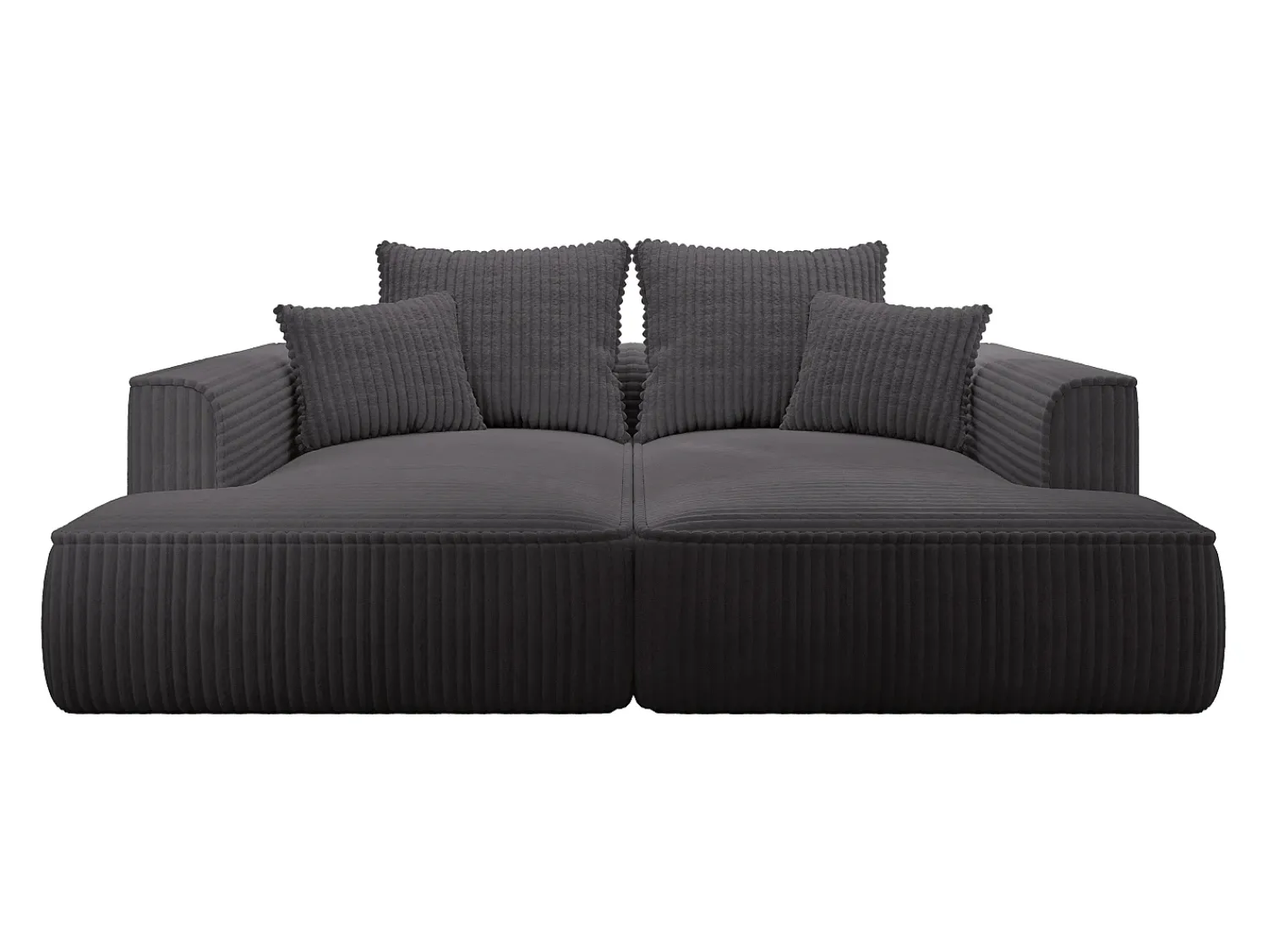 New Vente-unique Sofá de 3 lugares assento profundo em veludo canelado grosso antracite design PINETA Cinza antracite
