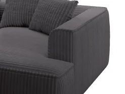 New Vente-unique Sofá de 3 lugares assento profundo em veludo canelado grosso antracite design PINETA Cinza antracite