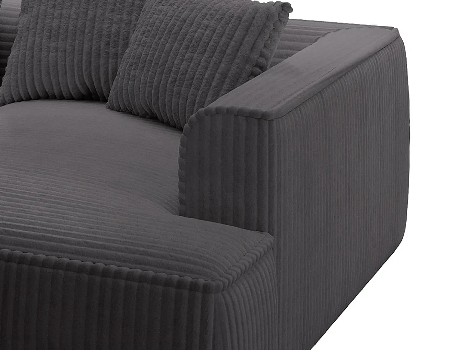 New Vente-unique Sofá de 3 lugares assento profundo em veludo canelado grosso antracite design PINETA Cinza antracite
