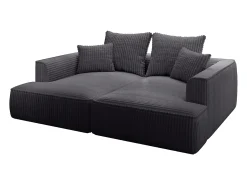 Sofá*Vente-unique Sofá de 3 lugares assento profundo em veludo canelado grosso design PINETA Preto