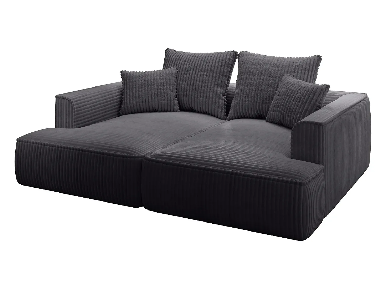 Sofá*Vente-unique Sofá de 3 lugares assento profundo em veludo canelado grosso design PINETA Preto