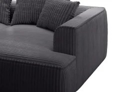Sofá*Vente-unique Sofá de 3 lugares assento profundo em veludo canelado grosso design PINETA Preto