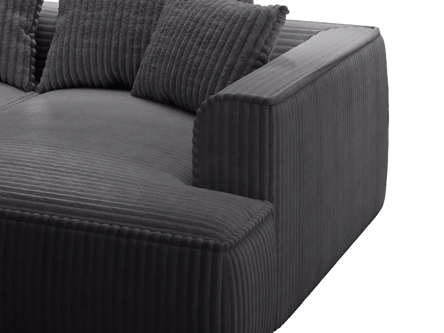 Sofá*Vente-unique Sofá de 3 lugares assento profundo em veludo canelado grosso design PINETA Preto