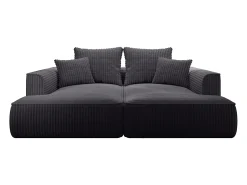 Sofá*Vente-unique Sofá de 3 lugares assento profundo em veludo canelado grosso design PINETA Preto