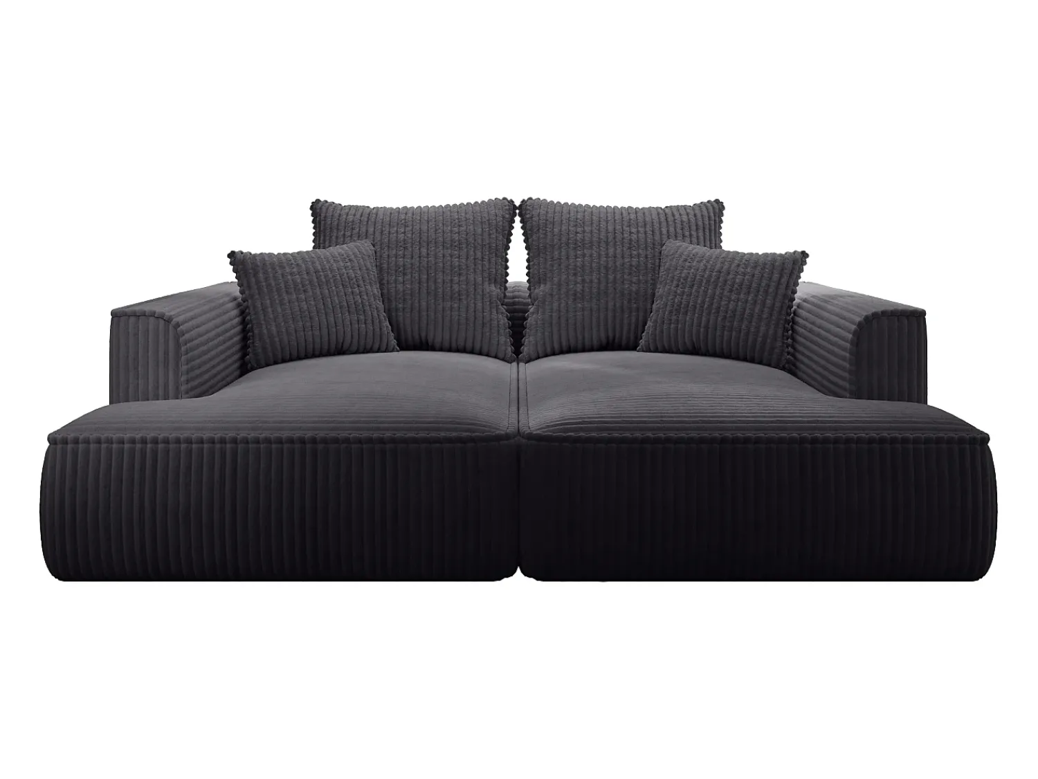 Sofá*Vente-unique Sofá de 3 lugares assento profundo em veludo canelado grosso design PINETA Preto