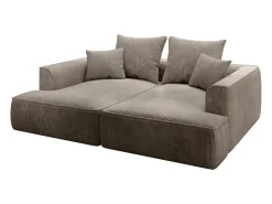 Hot Vente-unique Sofá de 3 lugares assento profundo em veludo canelado design PINETA Taupe